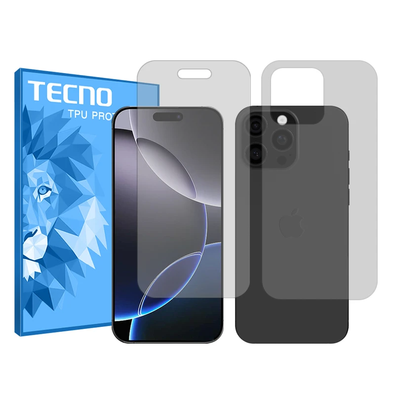 محافظ صفحه نمایش شفاف تکنو مدل Shield مناسب برای گوشی موبایل اپل iPhone 16 Pro به همراه محافظ پشت گوشی 