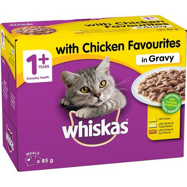 پوچ گربه بالغ ویسکاس مدل Chicken Gravy وزن 85 گرم بسته 28 عددی