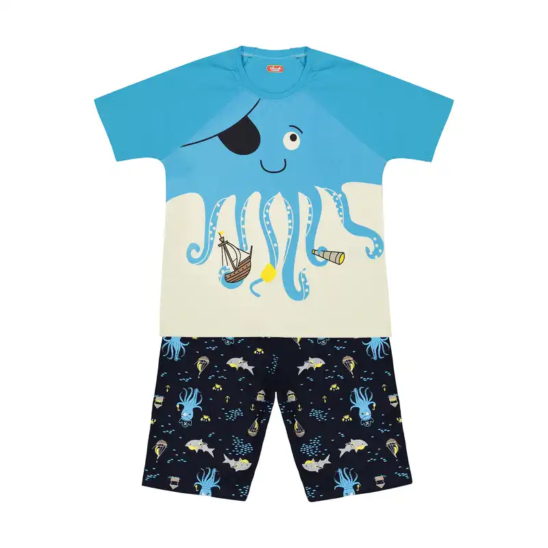 ست تی شرت و شلوارک راحتی پسرانه مادر مدل 2041107-52