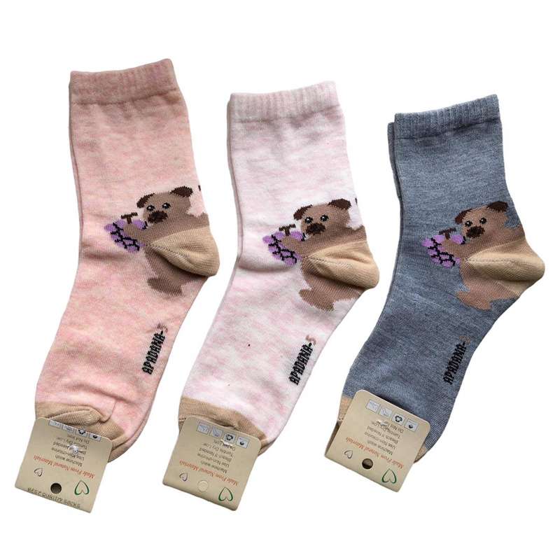 جوراب ساق کوتاه دخترانه مدل عروسکی کد 8460948 مجموعه 3 عددی