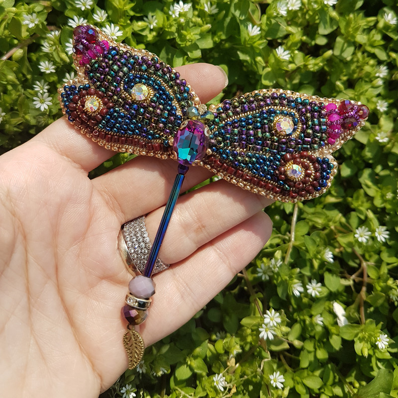 سنجاق سینه زنانه مدل سنجاقک جواهردوزی کد GOL601