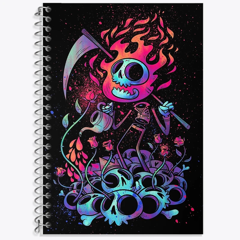 دفتر زبان 50 برگ خندالو مدل سه خط طرح اسکلت (Skeleton) کد F190