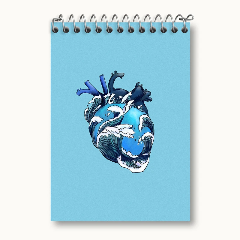 دفتر یادداشت 50 برگ خندالو طرح قلب موج عظیم کاناگاوا کد N4725