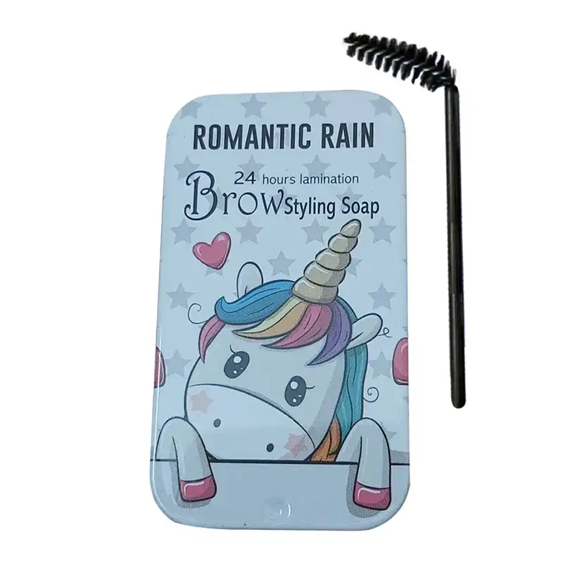 صابون لیفت ابرو رومانتیک رین مدل تک شاخ به همراه برس ابرو مدل 01