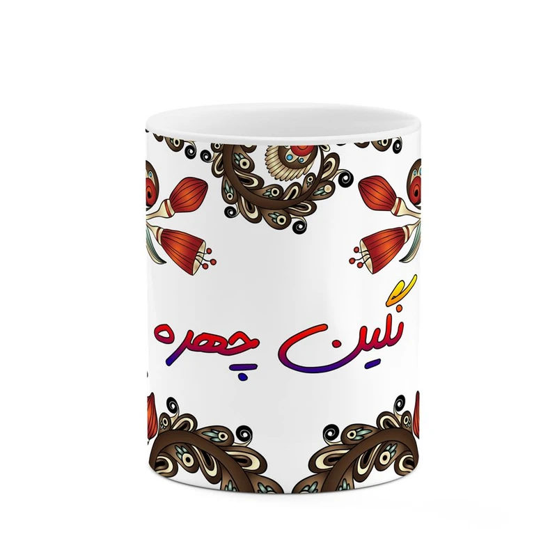 ماگ کاکتی مدل اسم نگین_چهره طرح سنتی گل و بته کد mgh48060