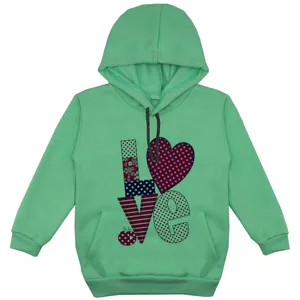 هودی دخترانه مدل F77 LOVE رنگ سبز
