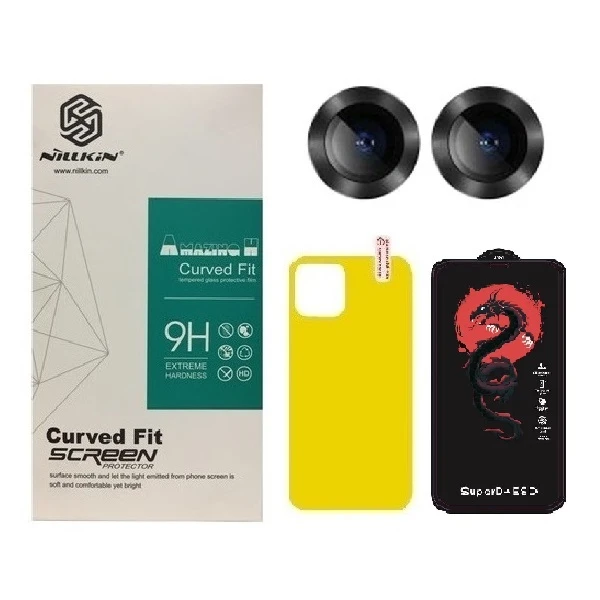 محافظ صفحه نمایش نیلکین مدل HORO مناسب برای گوشی موبایل اپل iPhone 12 به همراه محافظ پشت گوشی و محافظ لنز دوربین