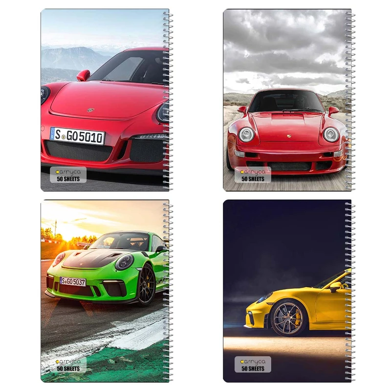 دفتر نقاشي 50 برگ کارنيکا طرح پورشه Porsche کد 84242 مجموعه 4 عددی