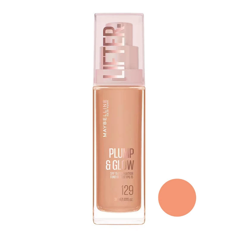 کرم پودر مایع spf15 میبلین مدل Plump & Glow شماره 129 مناسب برای انواع پوست حجم 30 میلی‌لیتر