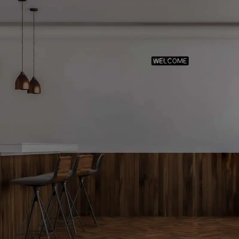 چراغ دیواری نئون دیزاین طرح Welcome-BL_WHT