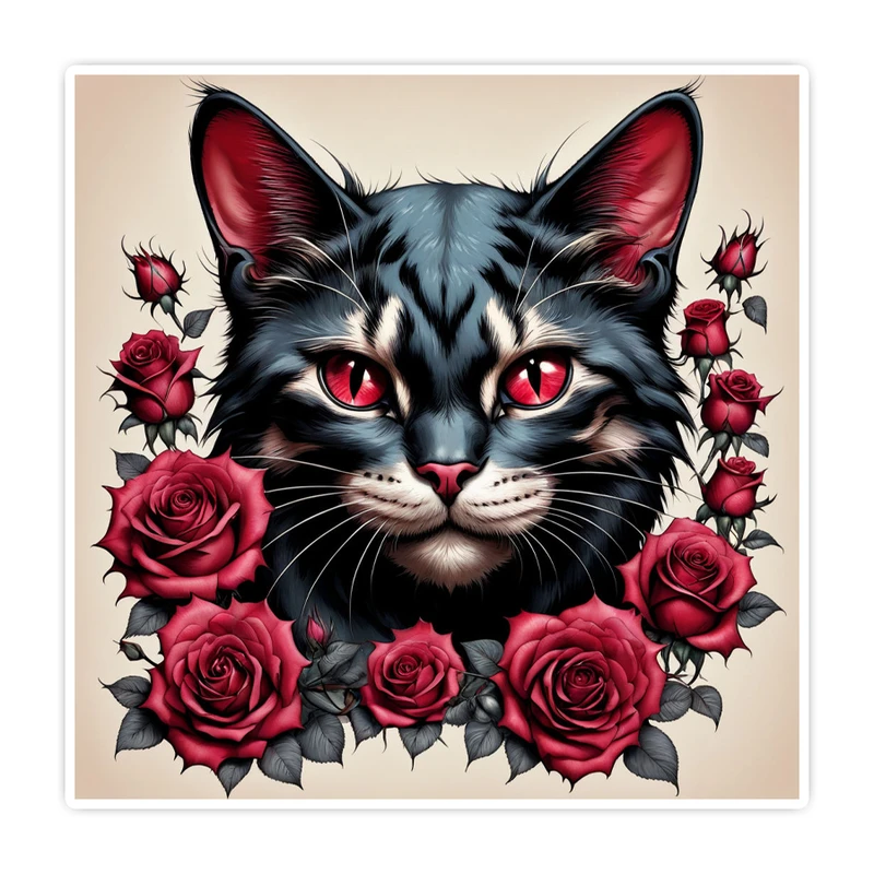 استیکر لپ تاپ و موبایل گوفی طرح گربه مدل Gorbe Siah 066