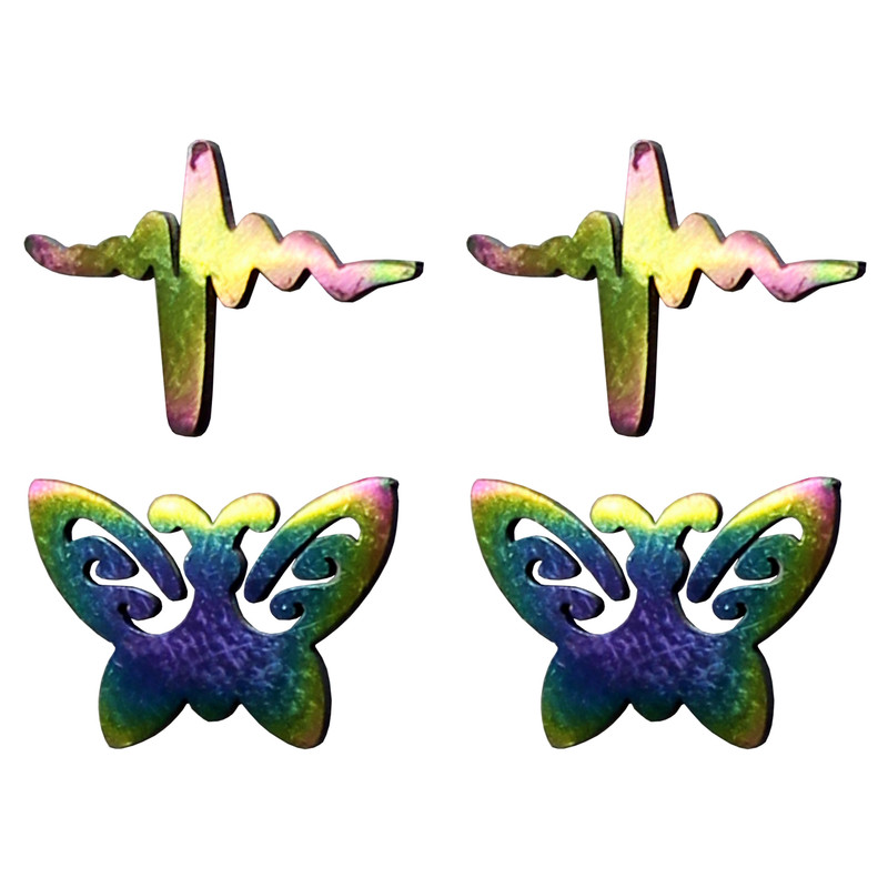 گوشواره زنانه طرح پروانه و ضربان کد RKH_1536 مجموعه 2 عددی گوشواره زنانه طرح پروانه و ضربان کد RKH_1536 مجموعه 2 عددی