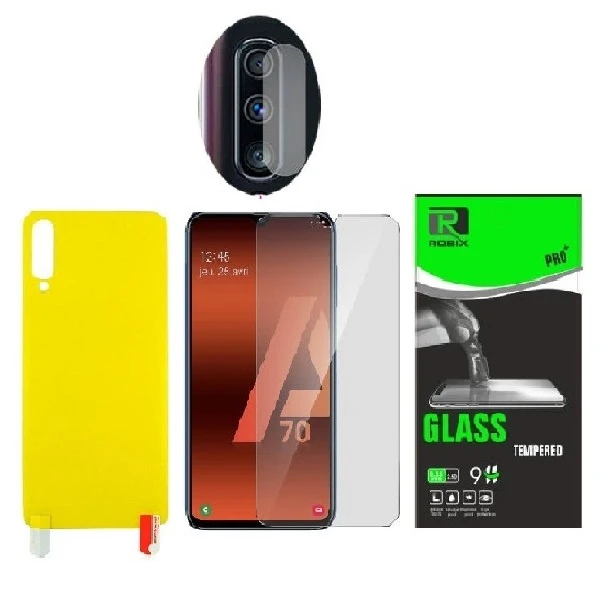 محافظ صفحه نمایش وپشت گوشی روبیکس مدلSA-A70s مناسب برای گوشی موبایل سامسونگ Galaxy A70s به همراه محافظ لنز دوربین