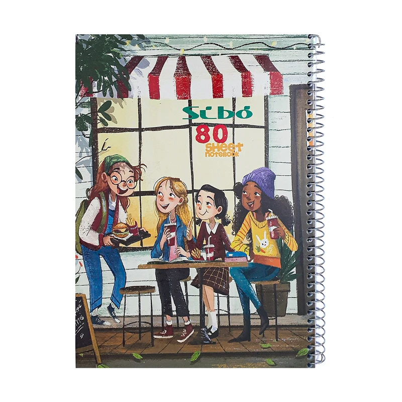 دفتر مشق 80 برگ سیبو مدل کیندر طرح دختر و رستوران کد s2-57