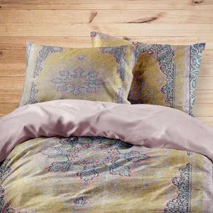 سرویس روتختی مدوپد طرح فرش قم ترنجی گل ریز مدل C-Ghom044 یک نفره 4 تکه