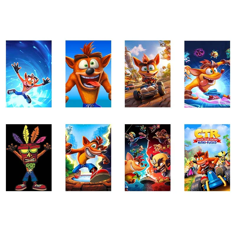 پوستر کارنيکا طرح کرش بندیکوت Crash Bandicoot کد 96805 مجموعه 8 عددی