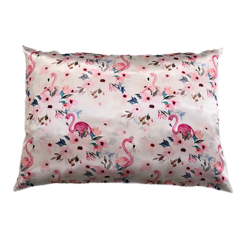 رو بالشی مدل ساتن ابریشم طرح فلامینگو
