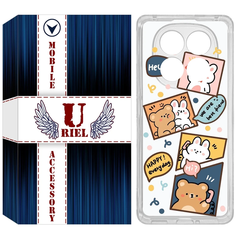 کاور یوریل مدل Clear کد 19 طرح خرگوش و خرس مناسب برای گوشی موبایل شیائومی Redmi Note 14 Pro 4G / Poco X7
