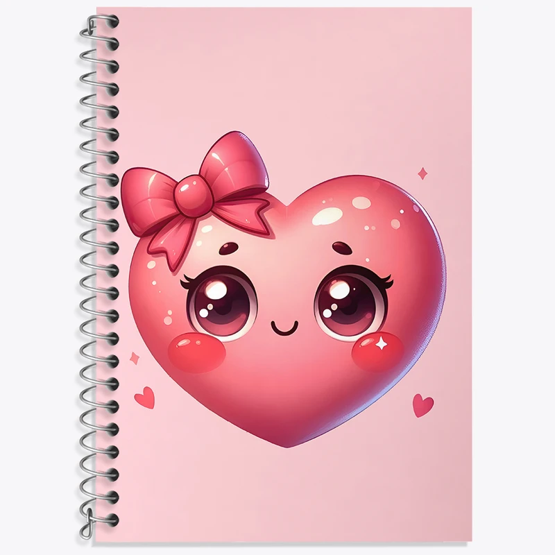 دفتر زبان 50 برگ خندالو مدل دو خط طرح قلب کیوت کد N5892