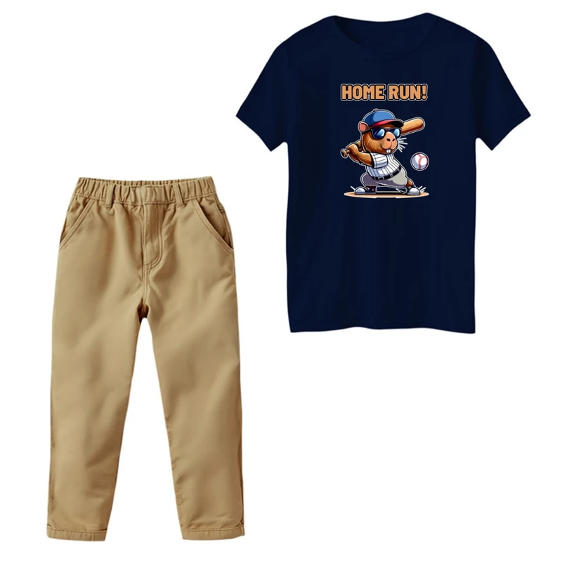 ست تی‌شرت و شلوار پسرانه مدل سنجاب ورزشکار