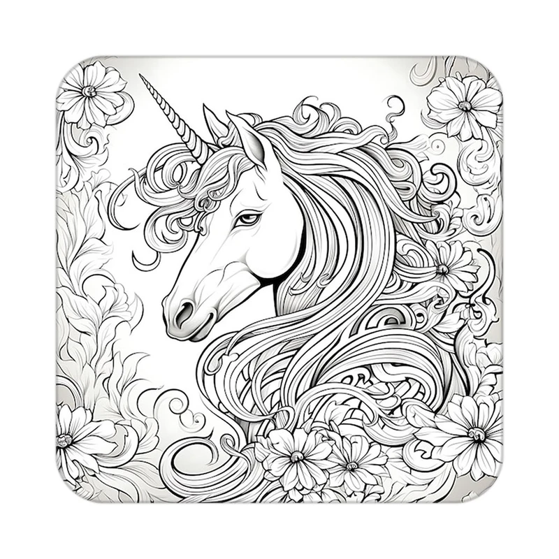 زیر لیوانی کاکتی طرح اسب تک شاخ و یونیکورن مدل mp30388