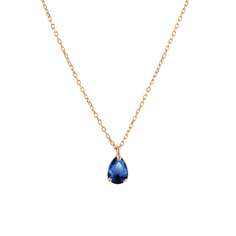 گردنبند طلا 18 عیار زنانه گالری شیدا مجد مدل اشک یاقوت کبود