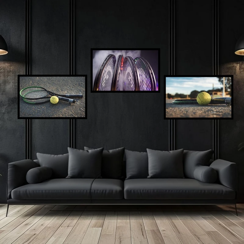 تابلو بکلیت طرح ورزشی توپ و راکت تنیس مدل  B-bu3749 مجموعه 3 عددی