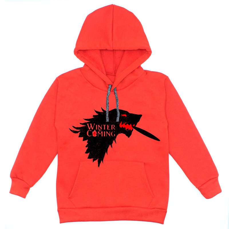 هودی پسرانه مدل گرگ A80 رنگ قرمز