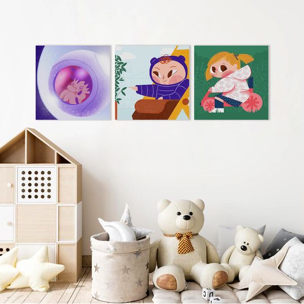 تابلو شاسی بیب استور طرح کودک کد BA-006 مجموعه سه عددی