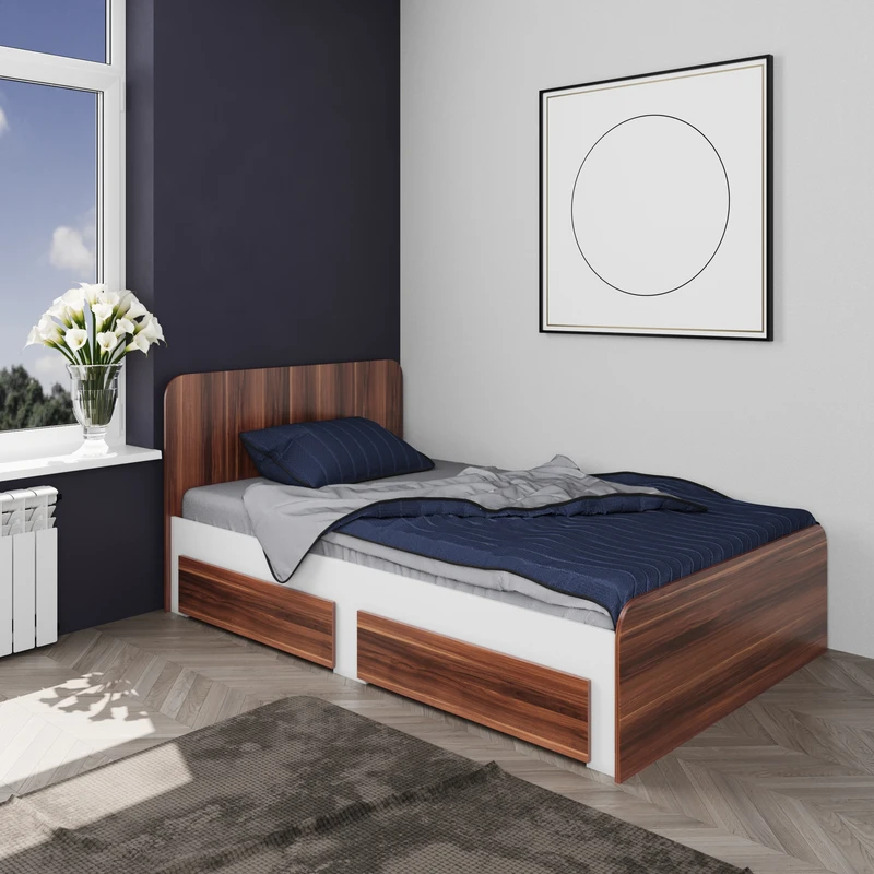 تخت خواب یک نفره وینه چوب مدل والیس سایز 120x200 سانتی متر