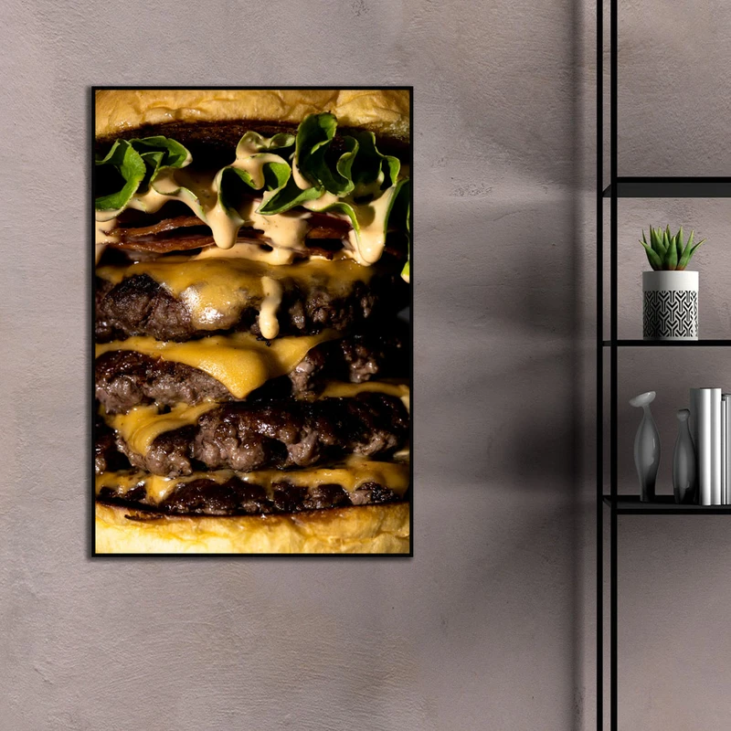 تابلو بکلیت طرح همبرگر مدل B-D2172 فریم مشکی