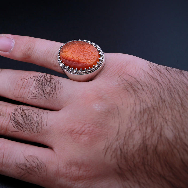 انگشتر نقره مردانه مدل عقیق