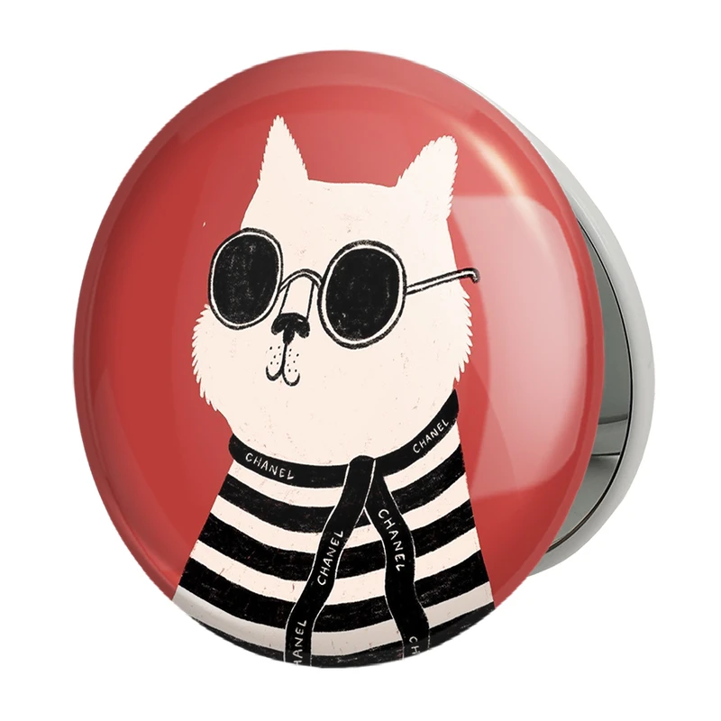 آینه جیبی خندالو طرح گربه Cat مدل تاشو کد 23330 