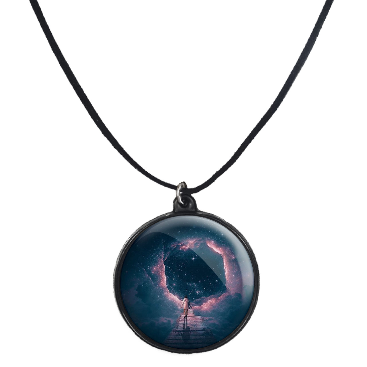 گردنبند پرمانه طرح سیاه چاله ها کد pmb.25904 مدل دو طرفه