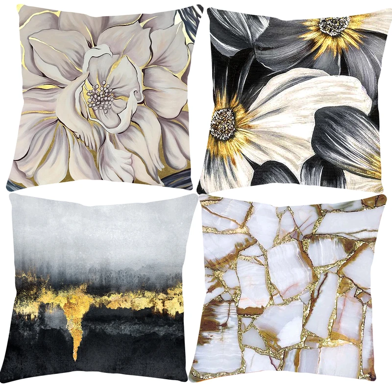 کاور کوسن طرح گل و سنگ کد 1165 مجموعه 4 عددی