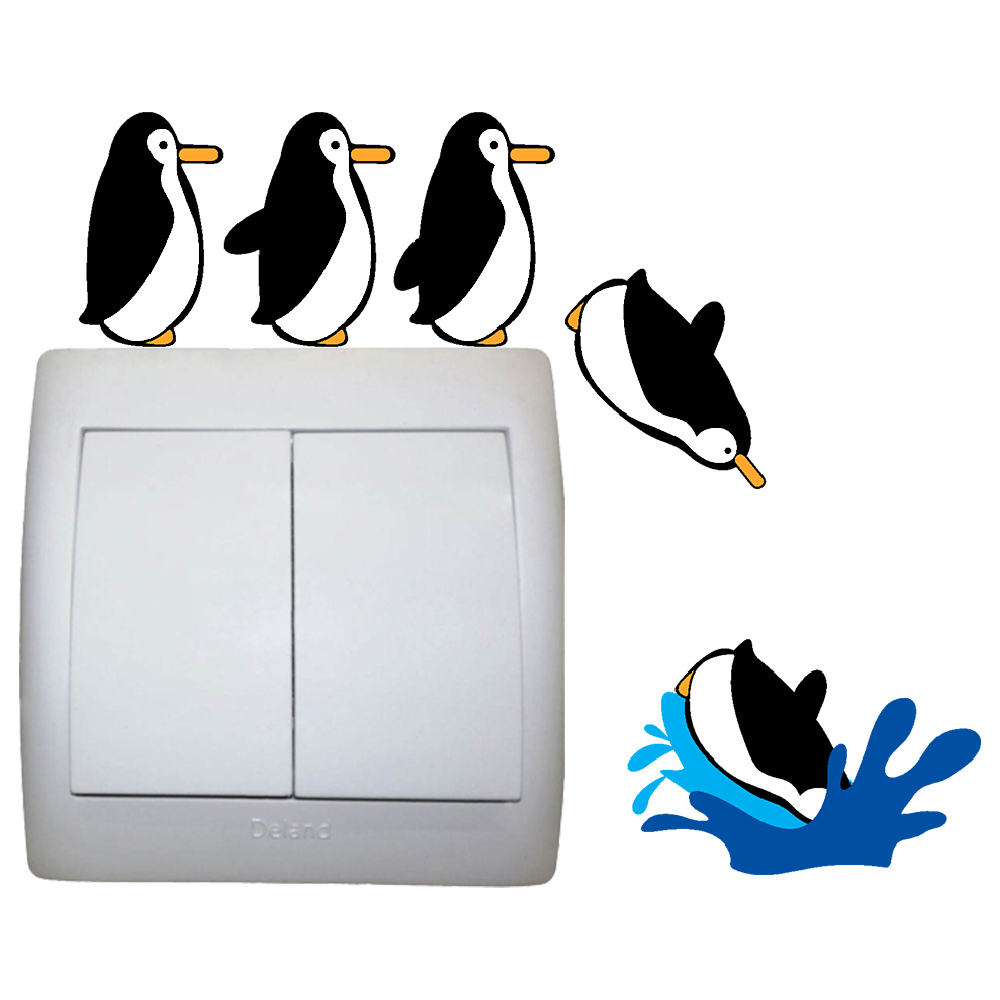 استیکر کلید و پریز مستر راد طرح پنگوین شیرجه زن کد 004