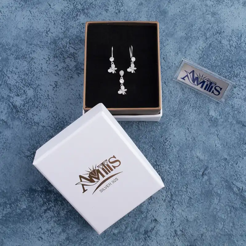 نیم ست نقره زنانه آمیتیس مدل پروانه کد AMT-N217