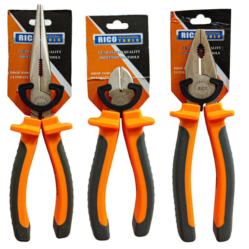 انبر دست و انبر دم باریک و انبر سیم چین ریکو تولز مدل PROFESSIONAL TOOLS سایز 8 اینچ