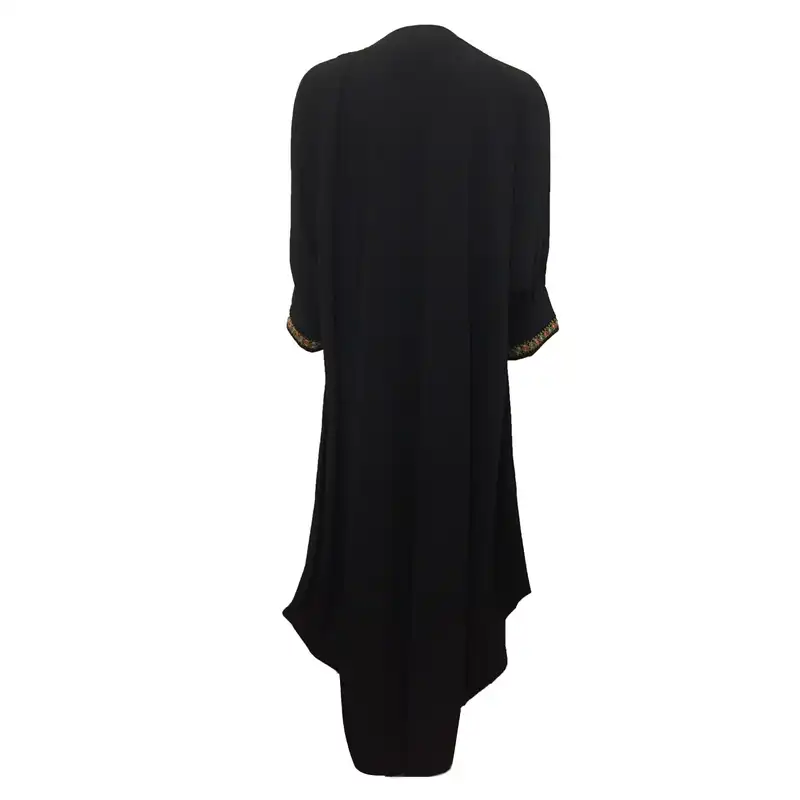 مانتو زنانه مدل عبایی قواره دار سوزندوزی هندی کد tm-2726 رنگ مشکی