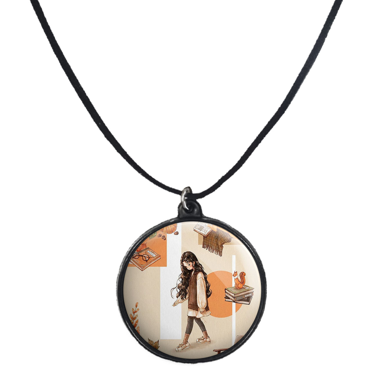 گردنبند پرمانه طرح دخترونه کد pmb.23409 مدل دو طرفه