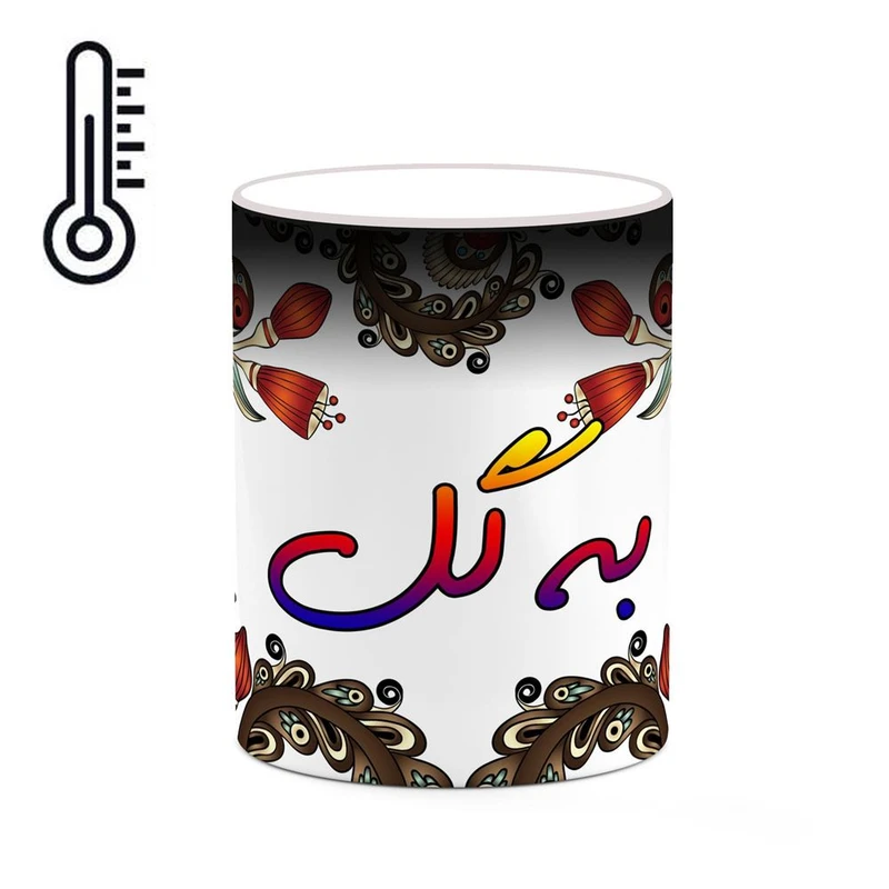 ماگ حرارتی کاکتی مدل اسم به_گل طرح سنتی گل و بته کد mgh44202