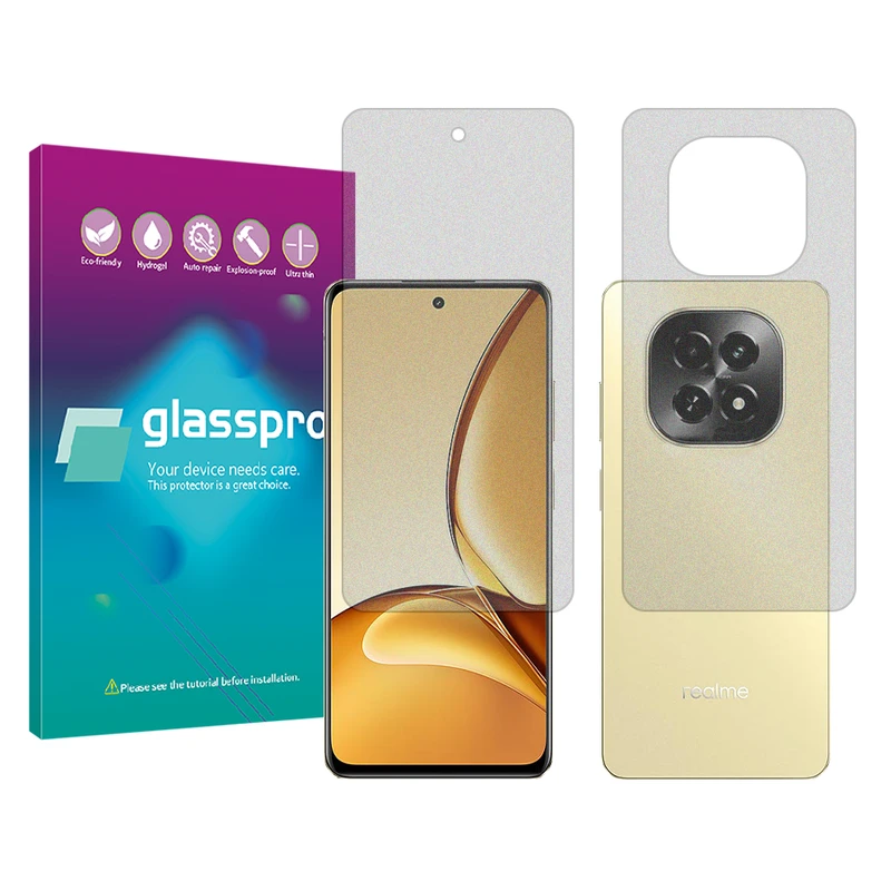 محافظ صفحه نمایش مات گلس پرو مدل Resistant مناسب برای گوشی موبایل ریلمی C63 5G به همراه محافظ پشت گوشی