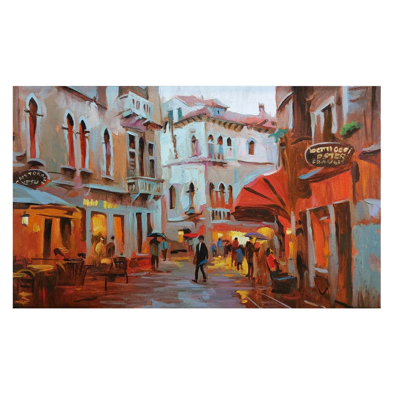  تابلو نقاشی رنگ روغن طرح خیابان ونیزی 