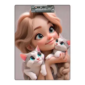 تخته شاسی طرح دختر و بچه گربه ها کد  0338957 سایز A4