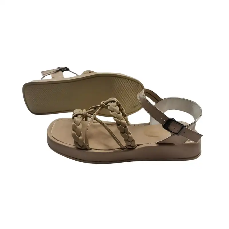 صندل زنانه مدل گیس بافت رنگ کرم