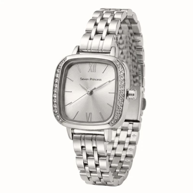 ساعت مچی عقربه‌ای کوارتز زنانه مدل نگینی زنجیری کد 005