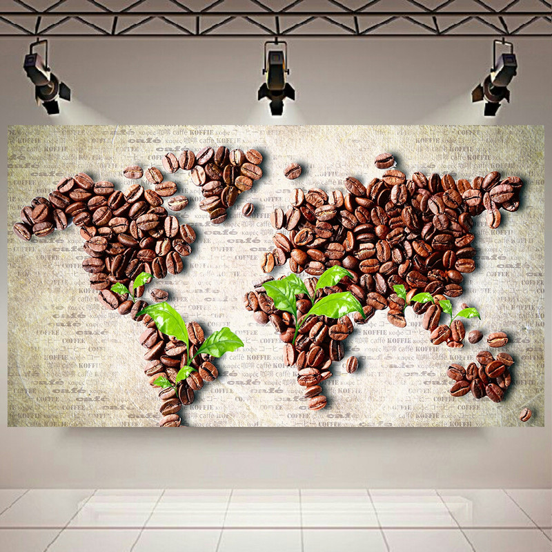تابلو بوم مدل چرم مخمل طرح نقشه جهان قهوه کد AR5040