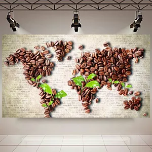 پوستر مدل مدل بک لایت طرح نقشه جهان قهوه