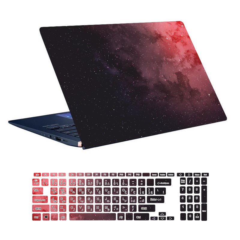 استیکر لپ تاپ توییجین و موییجین طرح Space کد 81 مناسب برای لپ تاپ 15.6 اینچ به همراه برچسب حروف فارسی کیبورد