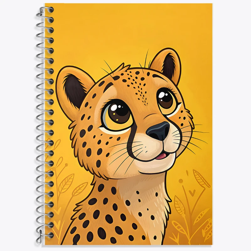 دفتر زبان 50 برگ خندالو مدل سه خط طرح یوزپلنگ کیوت کد F7908